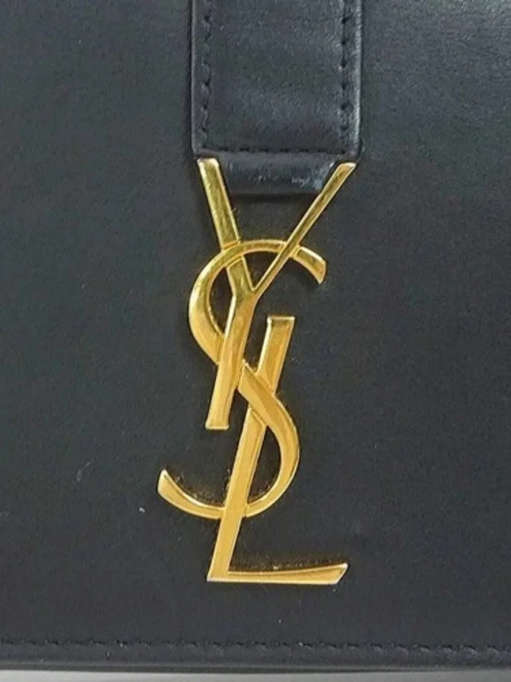 Auth SAINT LAURENT Long Wallet Black Leather/Goldtone - h31722a - Picture 14 of 16